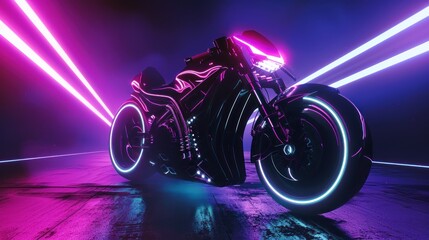 Futuristic Motorcycle in Neon Lights