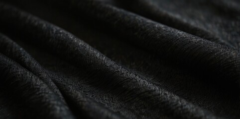 A small dark black pattern on silk fabric creating a textured background with a unique combination of lines colors and shadows perfect for a copy space image