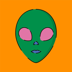 Fototapeta premium Green Alien Mask Illustration