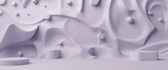 Obraz premium Abstract 3D Rendered Background with Geometric Shapes and Platforms.