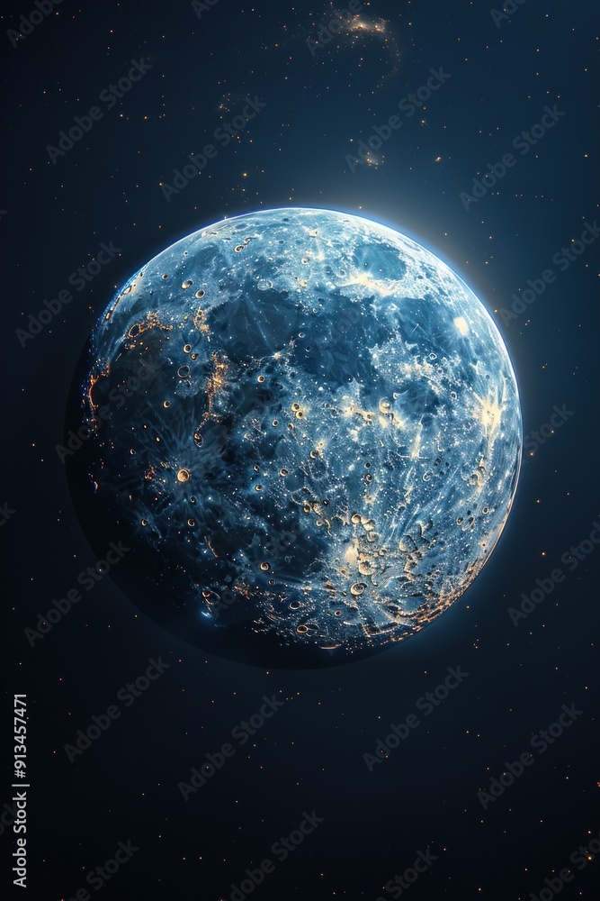 Wall mural Glowing Blue Planet in a Starry Void