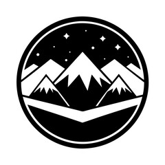 Mountain Range Logo. A logo icon of a mountain range in the distance silhouette illustration.