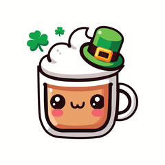 Christmas kawaii hot Irish Coffee  cup flat icon
