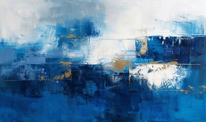 Blue white abstract painting, Generative AI 