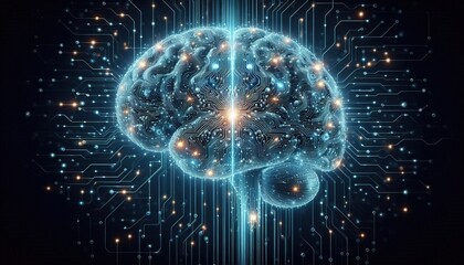 Obraz premium Cybernetic Intelligence Brain