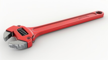 Pipe wrench, 3D illustration, realistic, isolated on white background