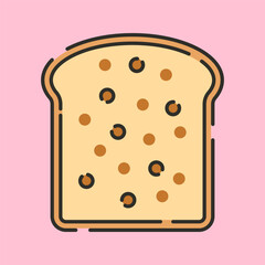 Wheat Bread Illustraton Flat Design Isolated on Pink Background