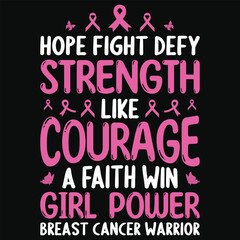 Hope fight defy strength like courage lung cancer awareness typography tshirt design