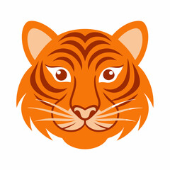 Cartoon Tiger head icon silhouette vector illustration style on a white background 