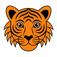 Fototapeta premium Cartoon Tiger head icon silhouette vector illustration style on a white background 
