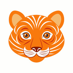 Cartoon Tiger head icon silhouette vector illustration style on a white background 