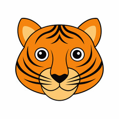 Cartoon Tiger head icon silhouette vector illustration style on a white background 