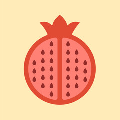 Pomegranate Fruit Illustration Isolated on Yellow Background