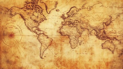 Vintage World Map Illustration