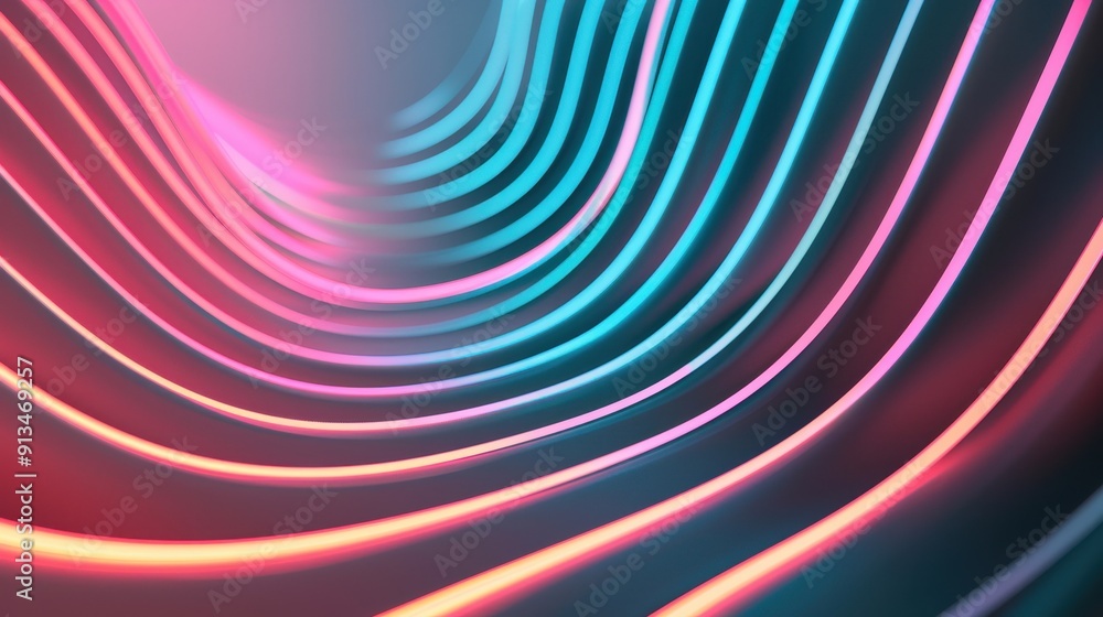 Poster vibrant wave patterns in neon colors create a dynamic, mesmerizing background for modern design and 