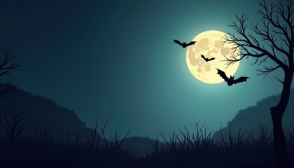 Fototapeta premium Bats Flying in Front of Full Moon.