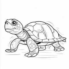 Fototapeta premium Cartoon of a Turtle children coloring book page 