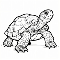 Fototapeta premium Cartoon of a Turtle children coloring book page 
