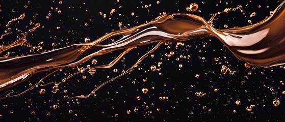 overlay of coffee splashes, on black background, Generative AI