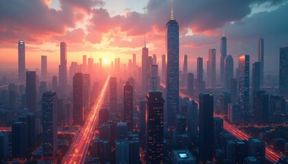 Fototapeta premium Cityscape Sunset.