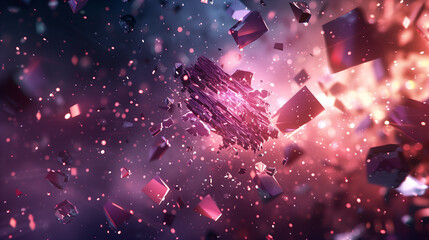 abstract background modern 3D wallpaper with fragmented, shattered pieces that float in space