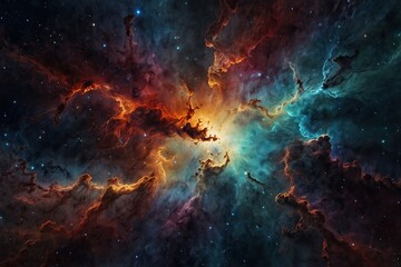 Fototapeta premium An ethereal abstract display of colorful space nebula ideal for wallpaper or background uses, sure to be a best-seller for its beauty