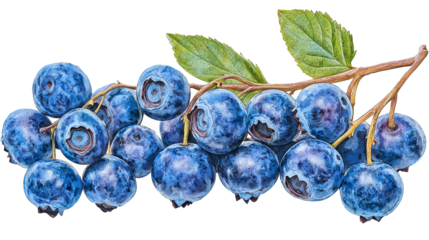 High quality branch of blueberries, png image. transparent image