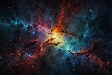 Fototapeta premium An ethereal abstract display of colorful space nebula ideal for wallpaper or background uses, sure to be a best-seller for its beauty