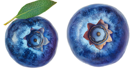 High quality Blueberry with leaf PNG, transparent image, no background