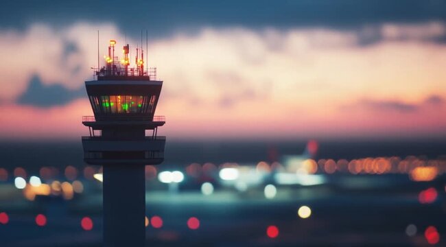 ATC aerial view scene at afternoon, Camera slow motion with different angles