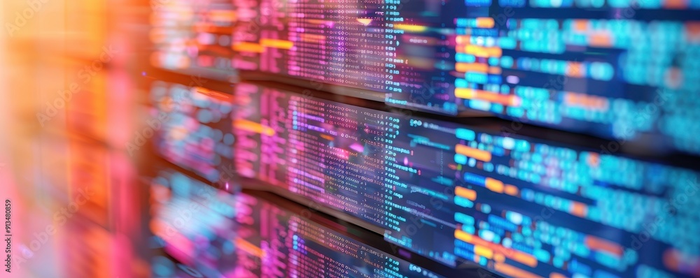Aufkleber abstract data visualization with vibrant colors representing technology and digital information tren