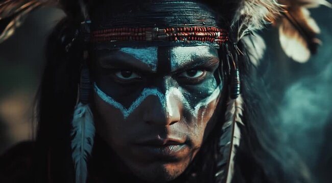 Scene of Indian warrior, Camera slow motion with different angles