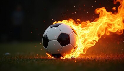 Naklejka premium Soccer Ball on Fire.