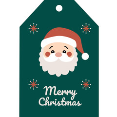 Christmas Gift Tags  with Santa Claus and Merry Christmas Text