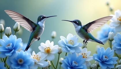 Hummingbird Couple in Bloom.