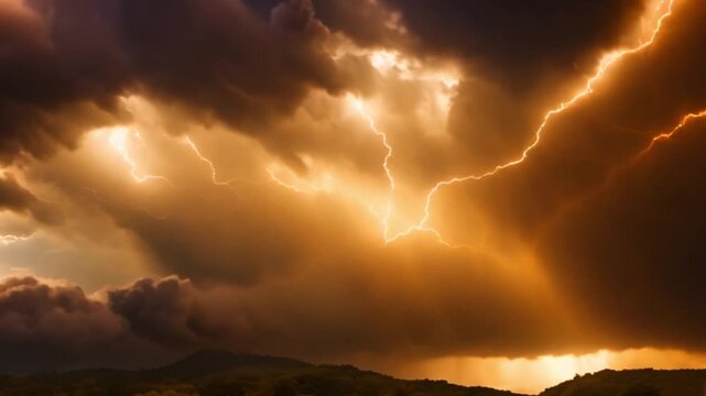 golden lightning flashes and thunderstorm energy.