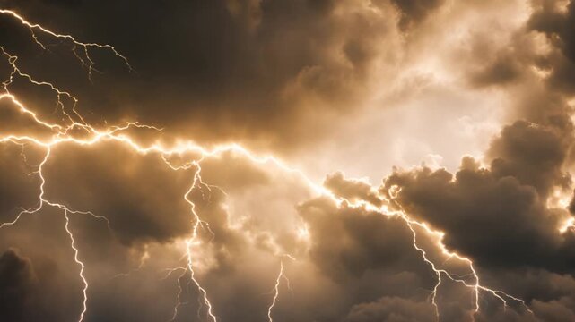golden lightning flashes and thunderstorm energy.