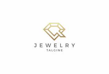 Diamond logo design, diamonds form the letter R, jewelry logo design template design element, vector illustration