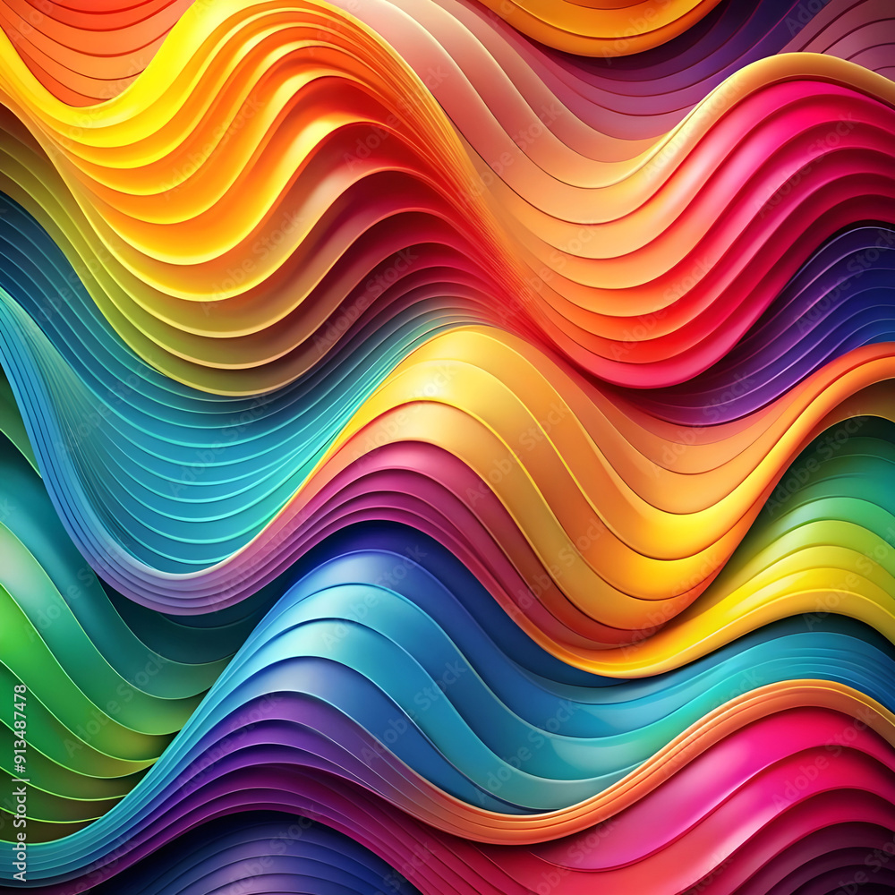 Poster abstract colorful pattern with wavy shapes