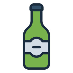 Beer bottle icon for beverages at Oktoberfest.