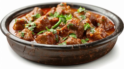 Fototapeta premium Lamb Curry, 3D illustration, realistic, isolated on white background