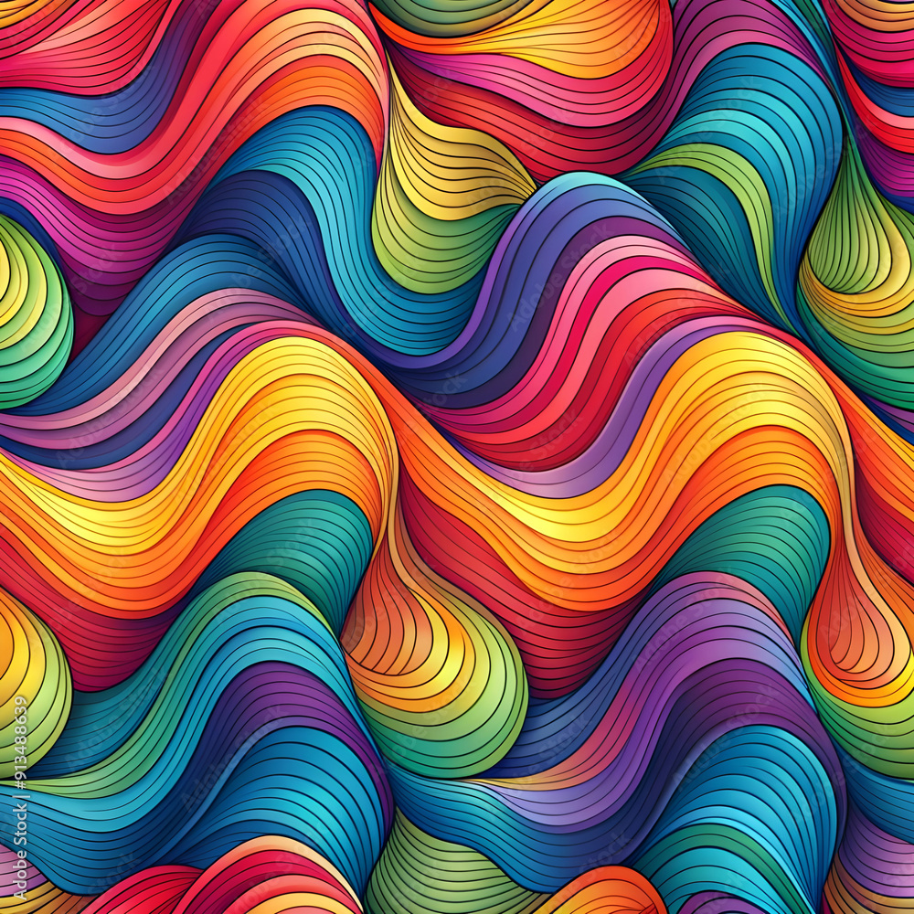 Aufkleber abstract colorful pattern with wavy shapes