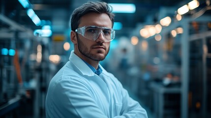 Fototapeta premium Portrait of a Factory Production Supervisor Managing Urgent Production Changes in a High-Pressure Environment