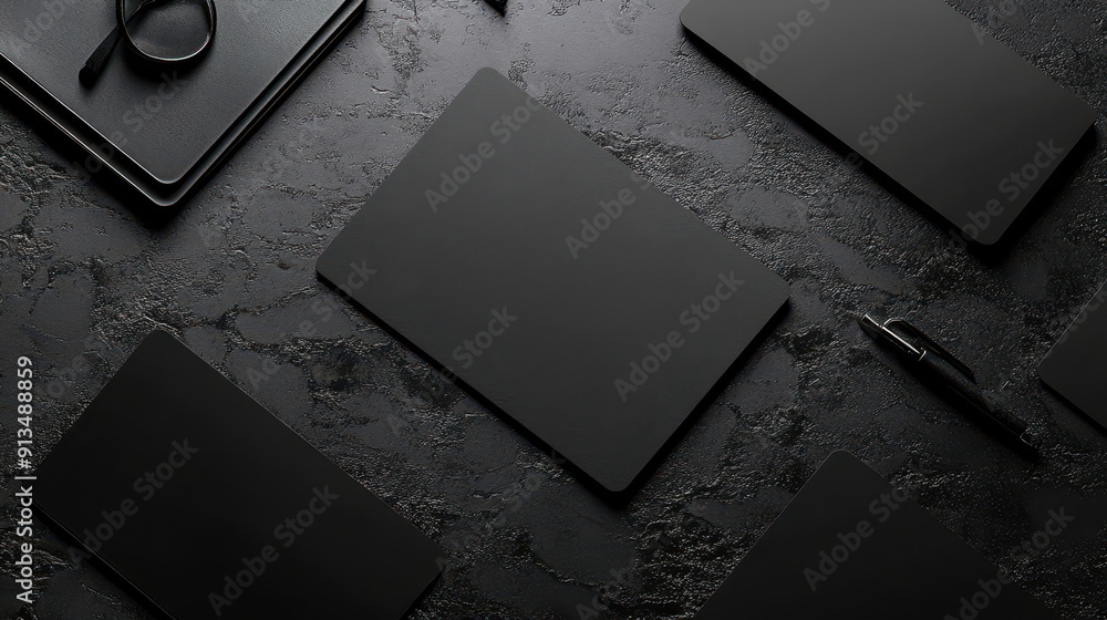 Poster modern black branding template with minimalistic layout for identity and copyspace in business setti