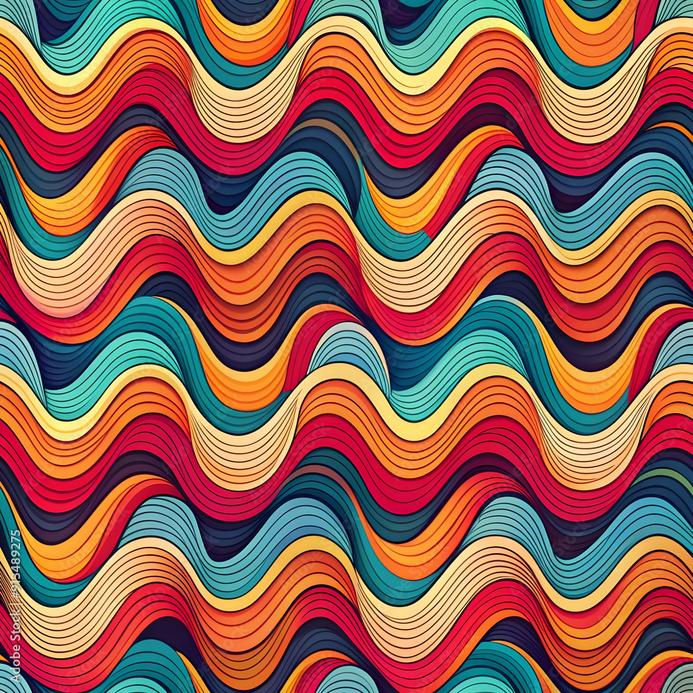 Aufkleber abstract colorful pattern with wavy shapes
