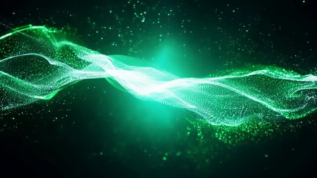 Abstract Green Energy Burst: A captivating, ethereal abstract background of swirling green energy, illuminated by a bright white core, against a dark backdrop. perfect for technology, science, and fut