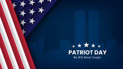 Naklejka premium Patriot Day background, September 11. We will never forget. Vector illustration