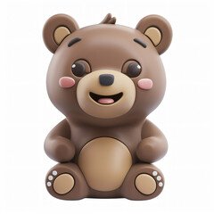 Fototapeta premium 3d render icon of Bear cartoon plastic 3d clay isolated