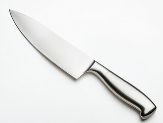 Obraz premium A stainless steel kitchen knife on a white background