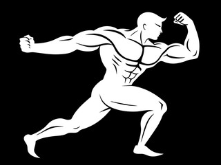 The dynamic figure of a running person symbolises strength vector illustration